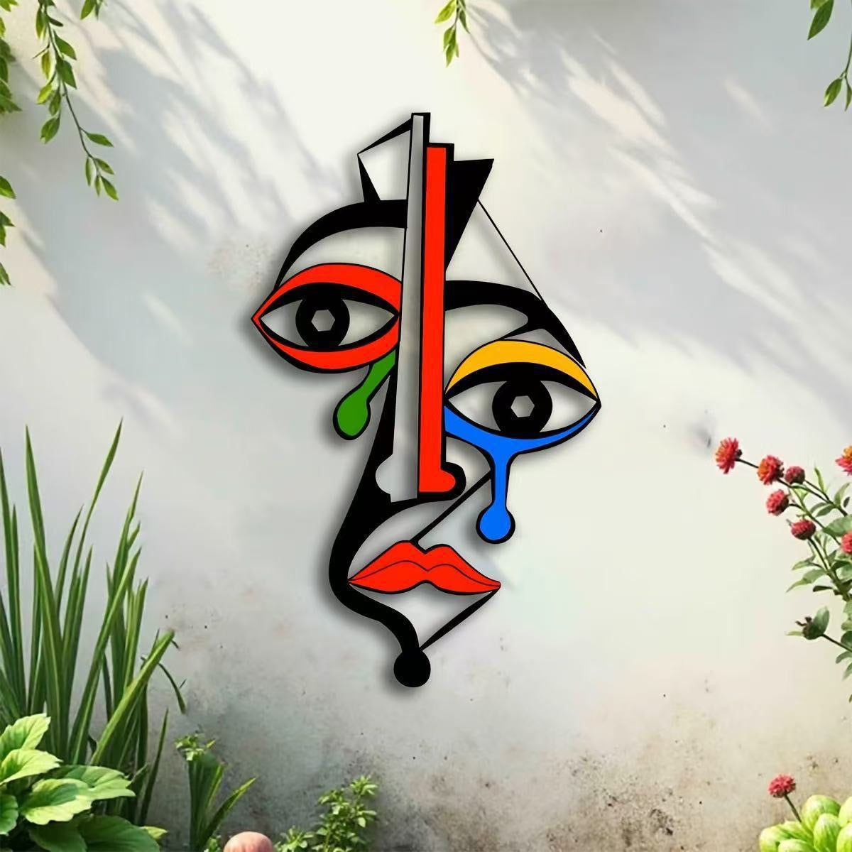 Modern Abstract Face Iron Wall Art
