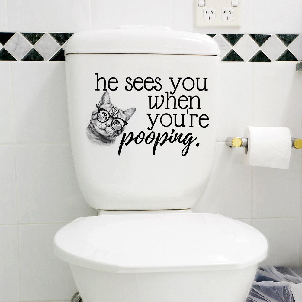 Funny Cat Bathroom Wall Sticker