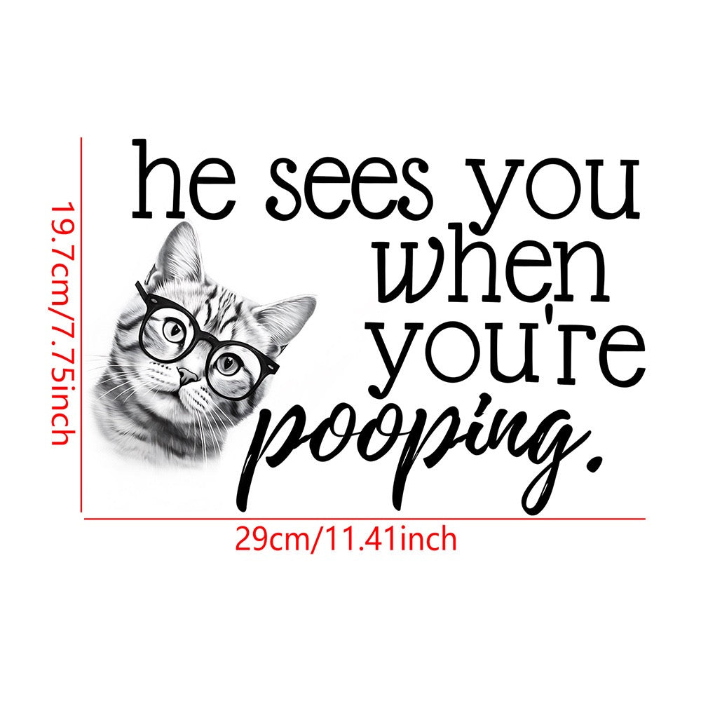 Funny Cat Bathroom Wall Sticker