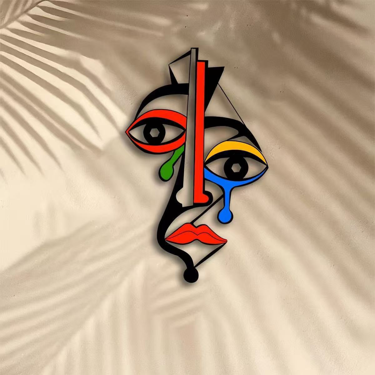 Modern Abstract Face Iron Wall Art