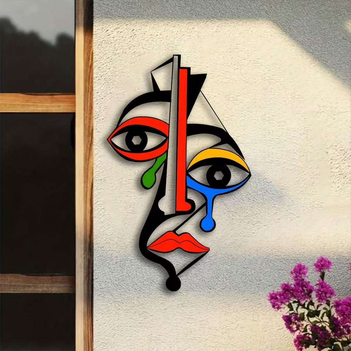 Modern Abstract Face Iron Wall Art