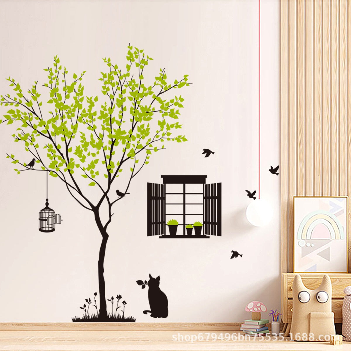 Window View Tree & Cat Wall Art