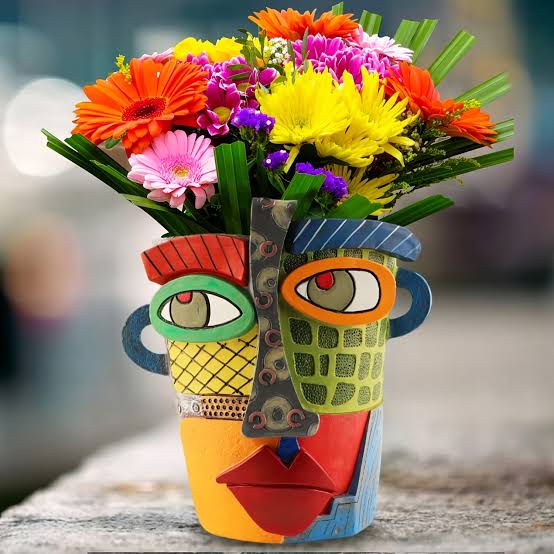 Picasso-Inspired Abstract Face Planter.