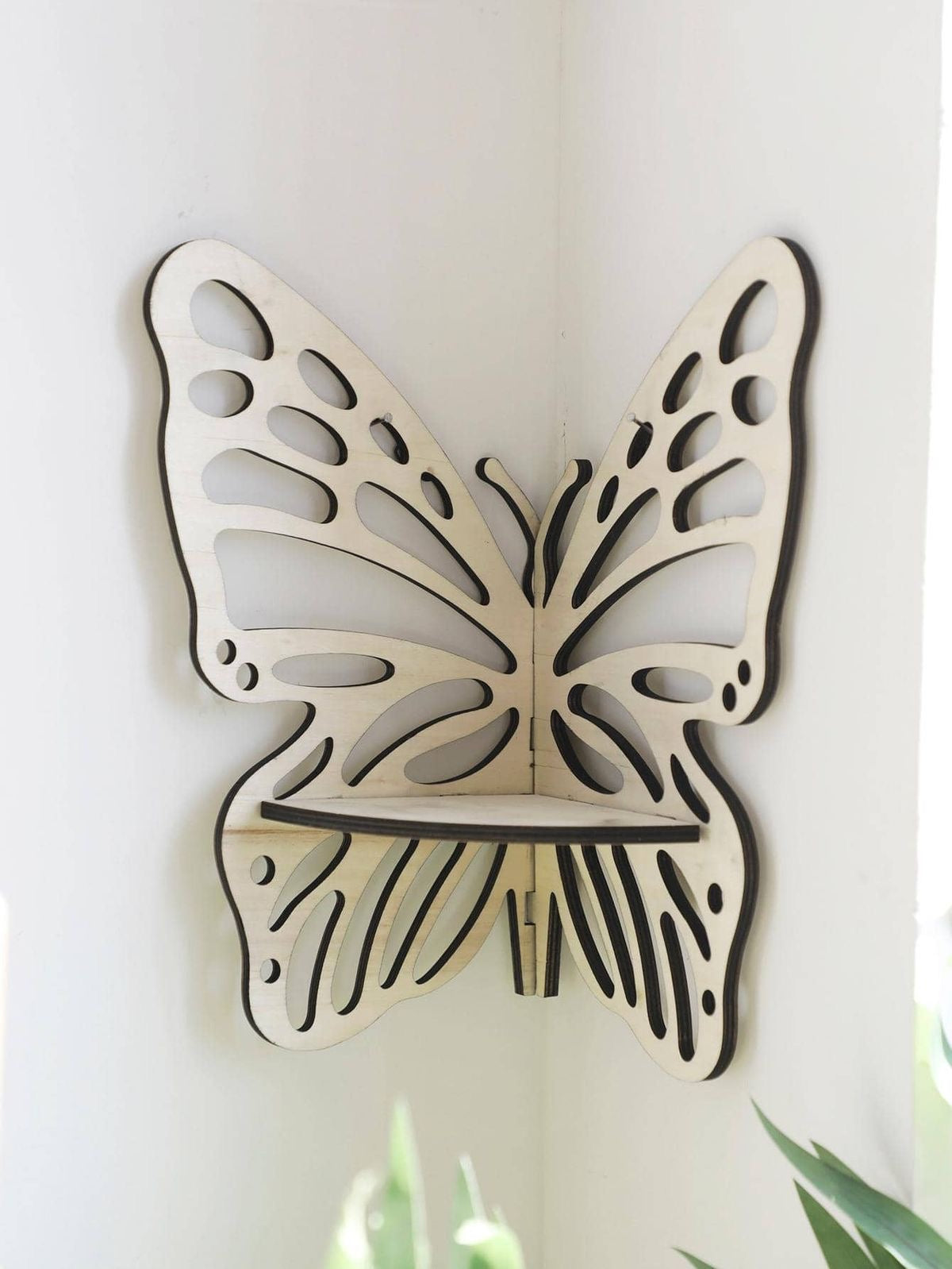 White Butterfly Corner Shelf