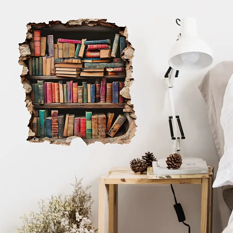 3D Bookshelf Wall Sticker.