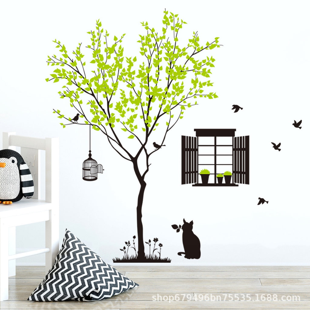 Window View Tree & Cat Wall Art